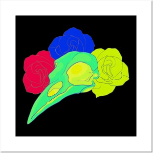 Neon Bird Skull Posters and Art